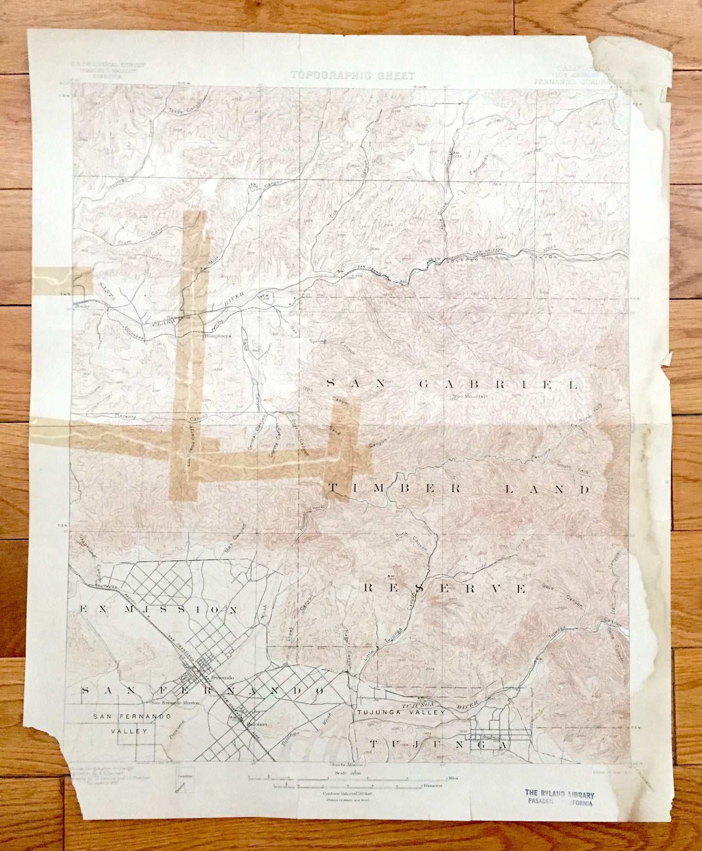 Antique San Fernando, Los Angeles, California 1900 US Geological Survey Topographic Map – Ex Mission, Pacoima Sunland Tujunga San Gabriel CA