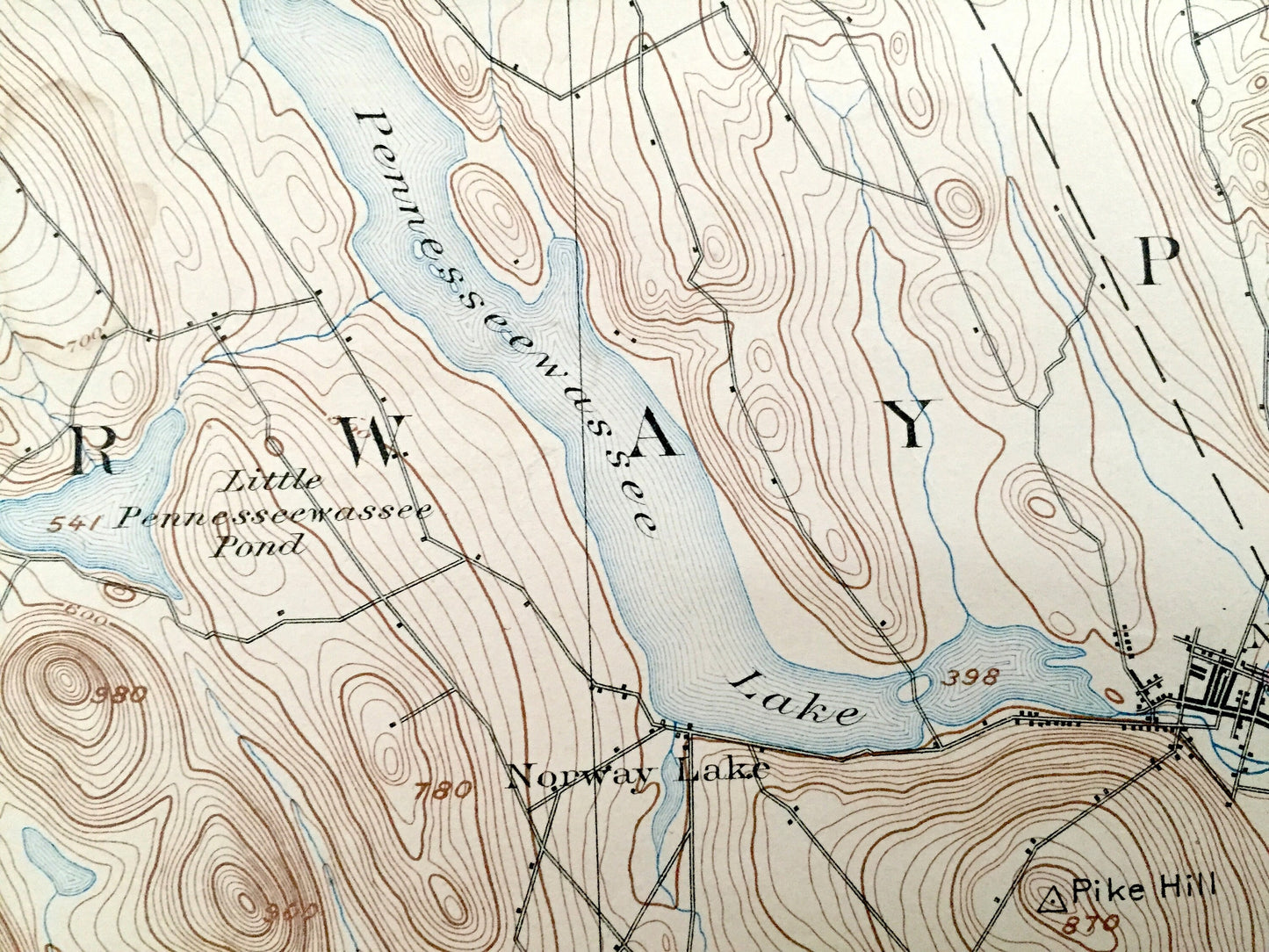Antique Norway, Maine 1896 US Geological Survey Topographic Map – Long Lake, Waterford, Harrison, Paris, Bridgton, Otisfield, Oxford, ME