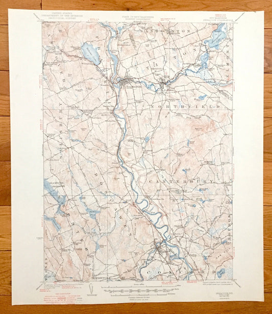 Antique Penacook, New Hampshire 1927 US Geological Survey Topographic Map – Franklin Falls Tilton Salisbury Concord Canterbury Winnisquam NH