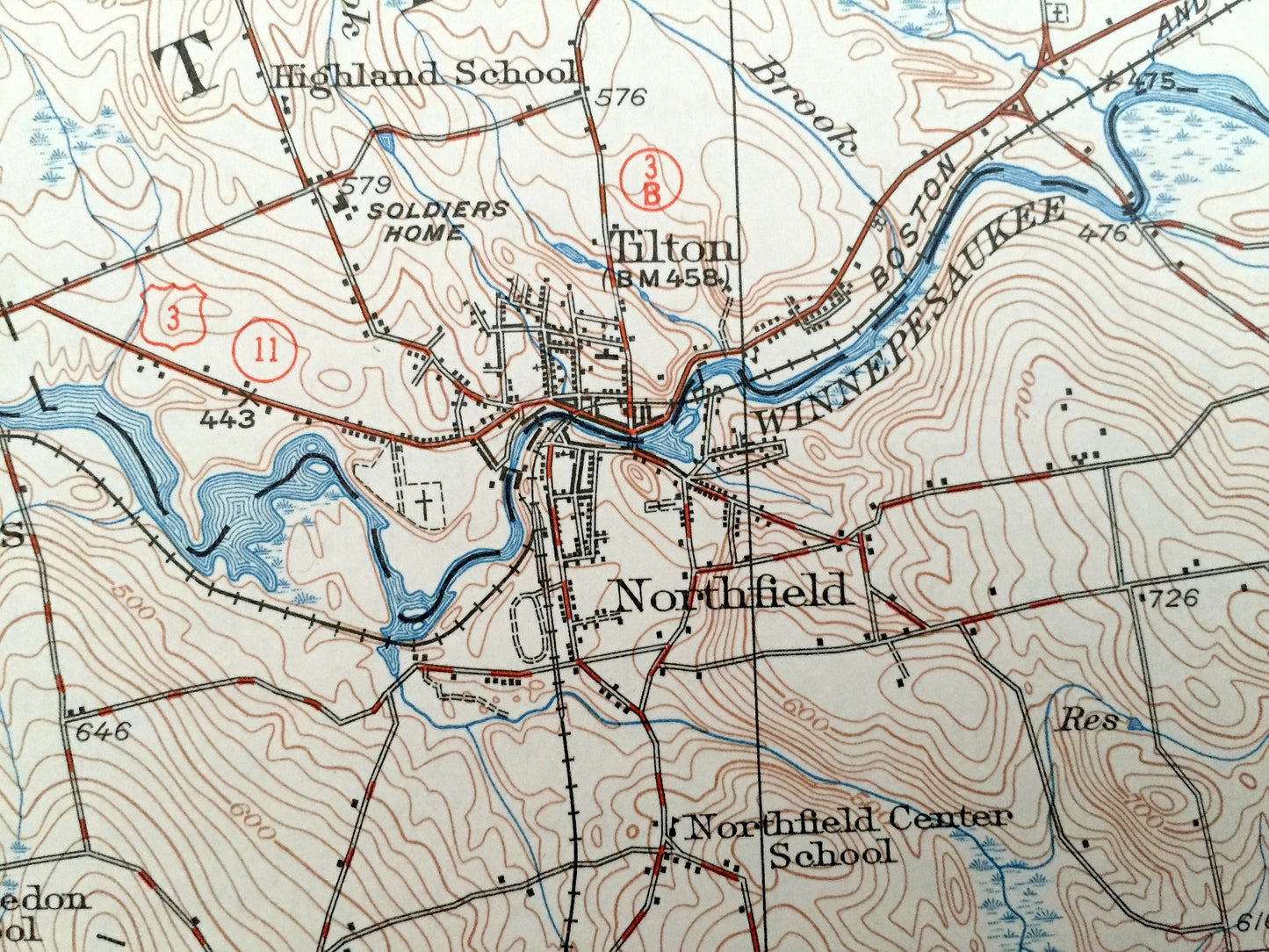 Antique Penacook, New Hampshire 1927 US Geological Survey Topographic Map – Franklin Falls Tilton Salisbury Concord Canterbury Winnisquam NH