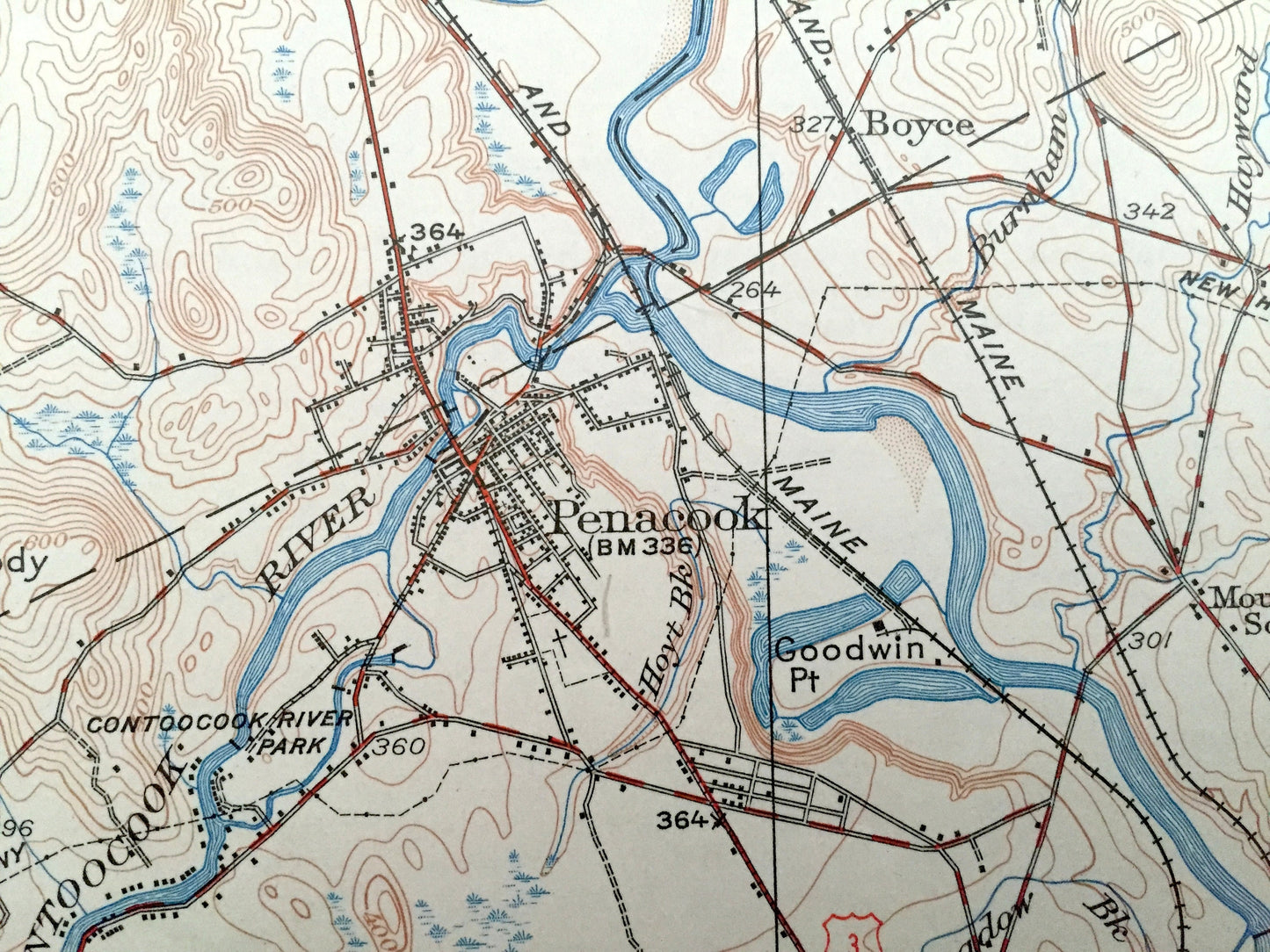 Antique Penacook, New Hampshire 1927 US Geological Survey Topographic Map – Franklin Falls Tilton Salisbury Concord Canterbury Winnisquam NH