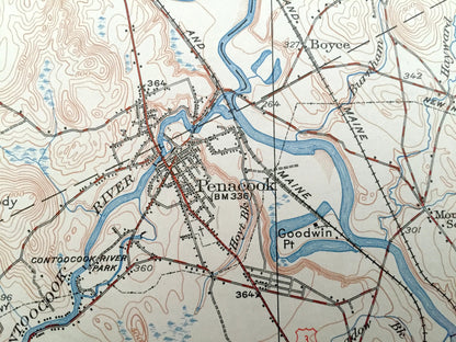 Antique Penacook, New Hampshire 1927 US Geological Survey Topographic Map – Franklin Falls Tilton Salisbury Concord Canterbury Winnisquam NH
