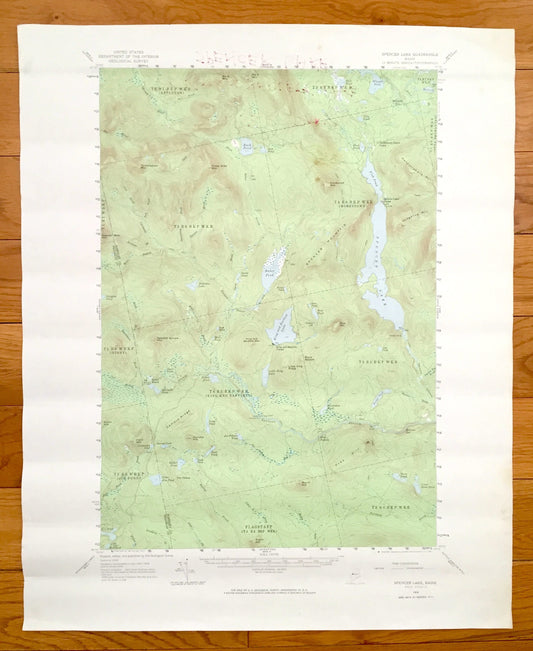 Antique Spencer Lake, Maine 1958 US Geological Survey Topographic Map – Somerset, Franklin County, Bobbstown, Appleton, Flagstaff, ME