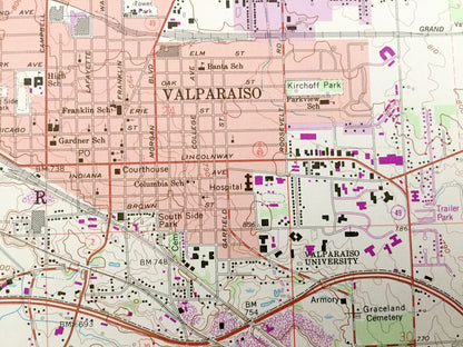 Antique Valparaiso, Indiana 1962 US Geological Survey Topographic Map – Center, Washington, Porter, Morgan, Porter County, Westhill, IN