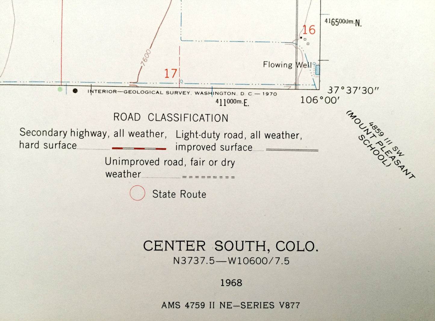 Antique Center South, Colorado 1968 US Geological Survey Topographic Map – Saguache Co, Alamosa Co, Rio Grande Co, Vastine, Dunul