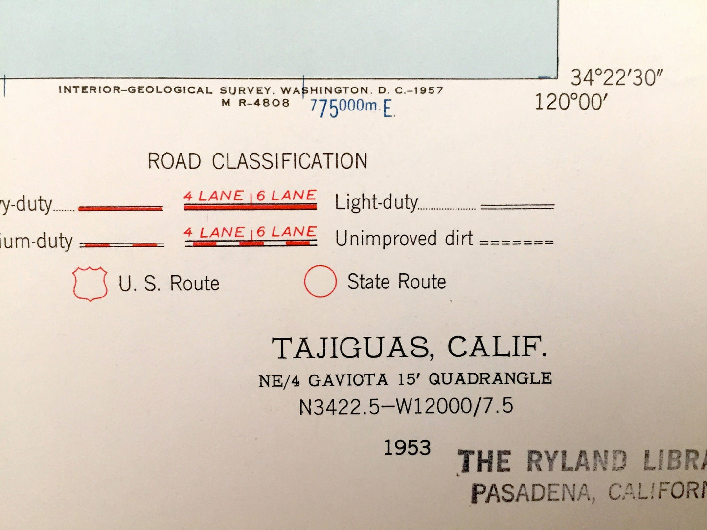 Antique Tajiguas, California 1953 US Geological Survey Topographic Map – Santa Barbara Co, Capitan, Santa Ynez Mountains, Las Flores Canyon