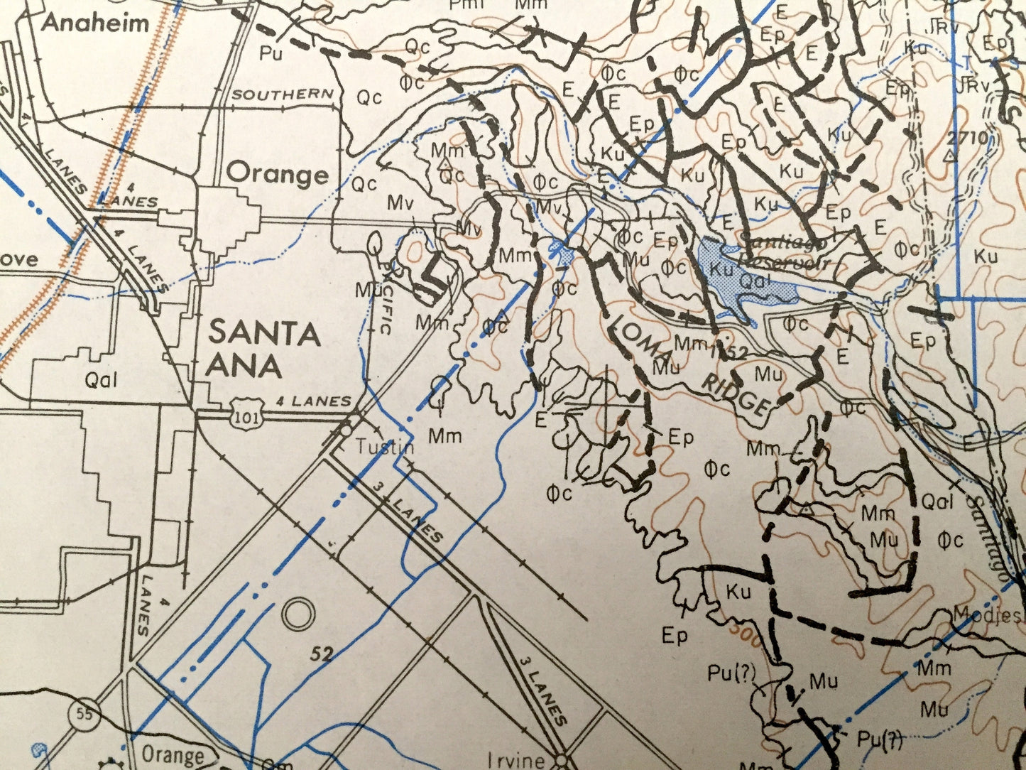 Antique Santa Ana, California 1955 US Geological Survey Topographic Map – Los Angeles, Temecula, Oceanside, Palm Springs, Ramona, Coachella