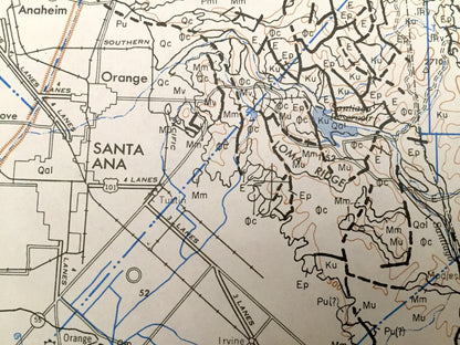 Antique Santa Ana, California 1955 US Geological Survey Topographic Map – Los Angeles, Temecula, Oceanside, Palm Springs, Ramona, Coachella