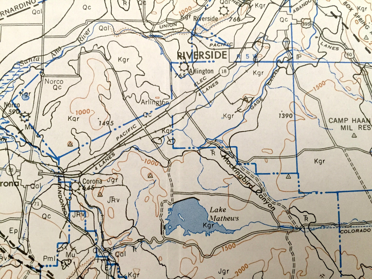 Antique Santa Ana, California 1955 US Geological Survey Topographic Map – Los Angeles, Temecula, Oceanside, Palm Springs, Ramona, Coachella