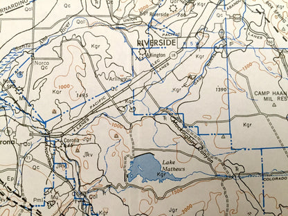 Antique Santa Ana, California 1955 US Geological Survey Topographic Map – Los Angeles, Temecula, Oceanside, Palm Springs, Ramona, Coachella