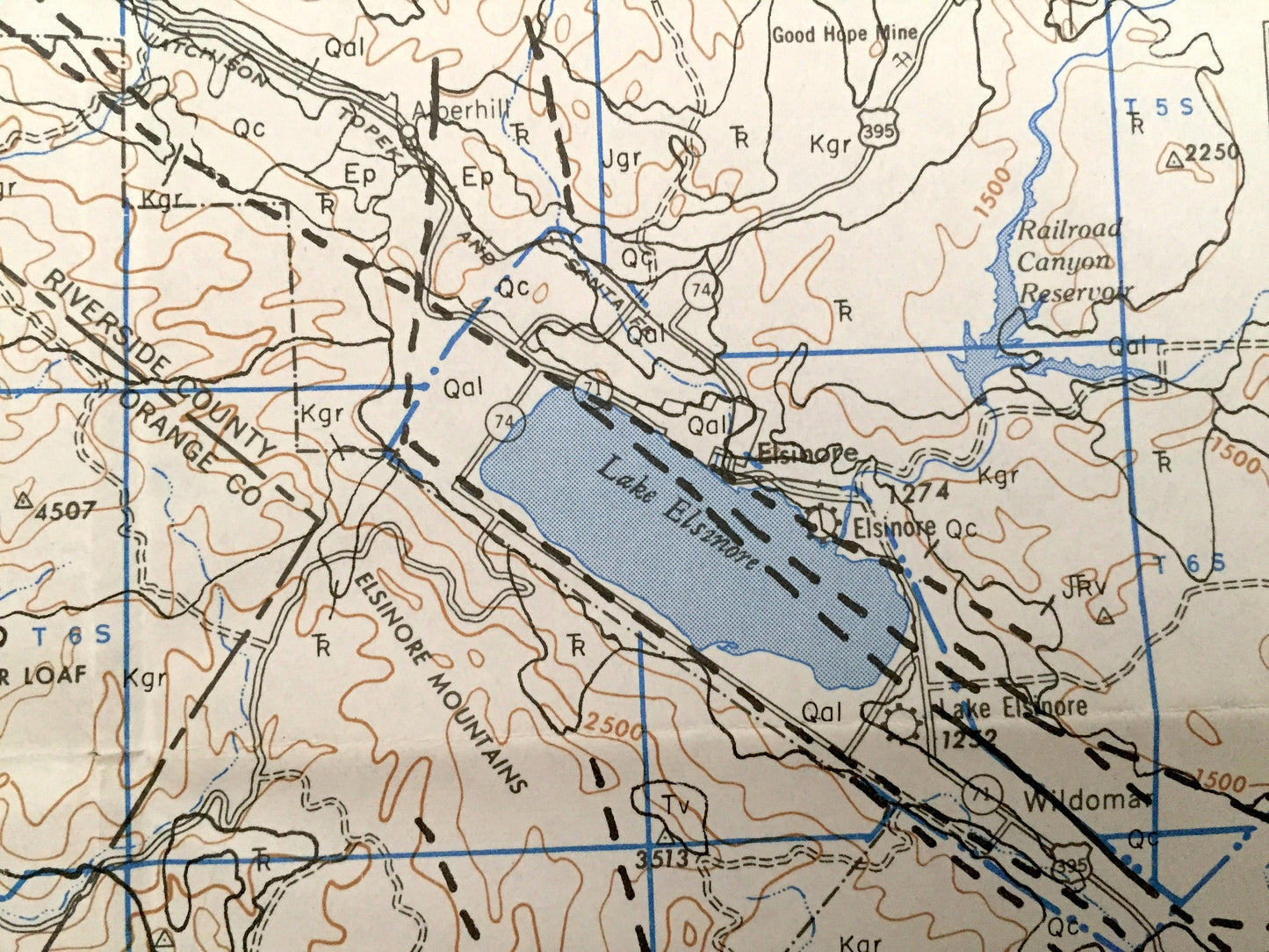Antique Santa Ana, California 1955 US Geological Survey Topographic Map – Los Angeles, Temecula, Oceanside, Palm Springs, Ramona, Coachella