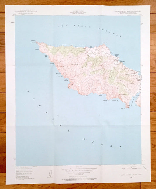 Antique Santa Catalina West, California 1943 US Geological Survey Topographic Map – Los Angeles County, Lobster Bay, Cherry Valley, CA