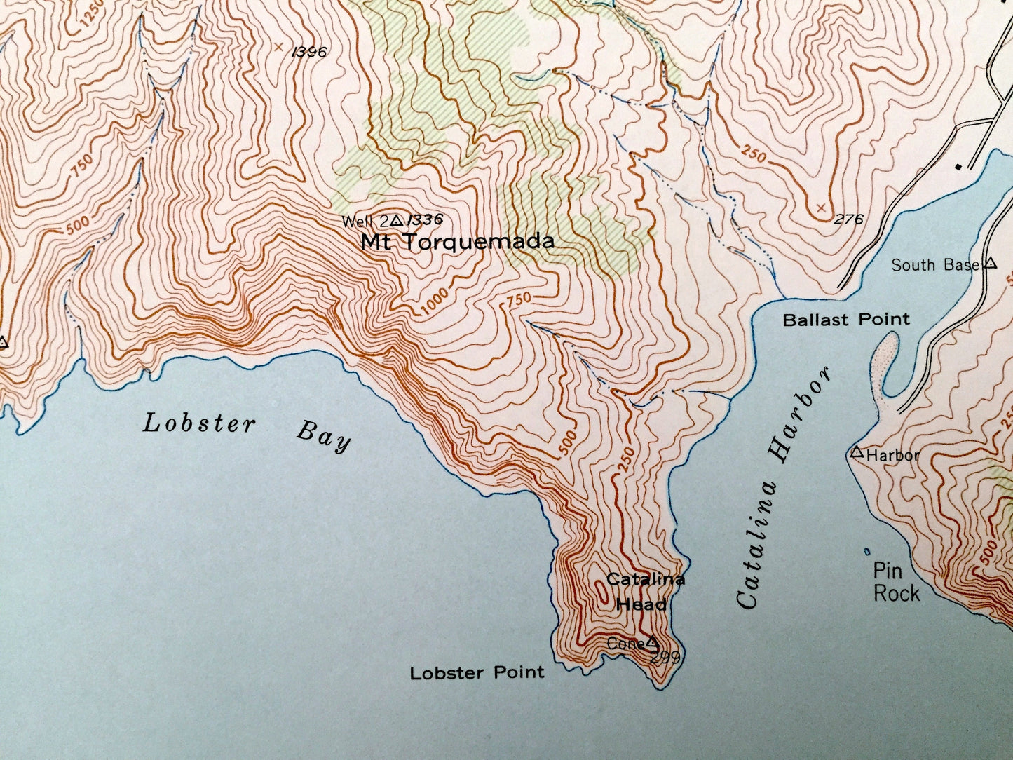 Antique Santa Catalina West, California 1943 US Geological Survey Topographic Map – Los Angeles County, Lobster Bay, Cherry Valley, CA