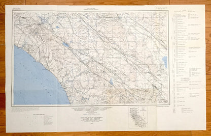 Antique Santa Ana, California 1955 US Geological Survey Topographic Map – Los Angeles, Temecula, Oceanside, Palm Springs, Ramona, Coachella