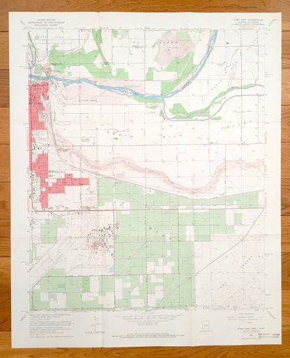 Antique Yuma, Arizona & CA 1965 US Geological Survey Topographic Map – County, Araby, Gila Center, Fort Yuma Indian Reservation, River, AZ