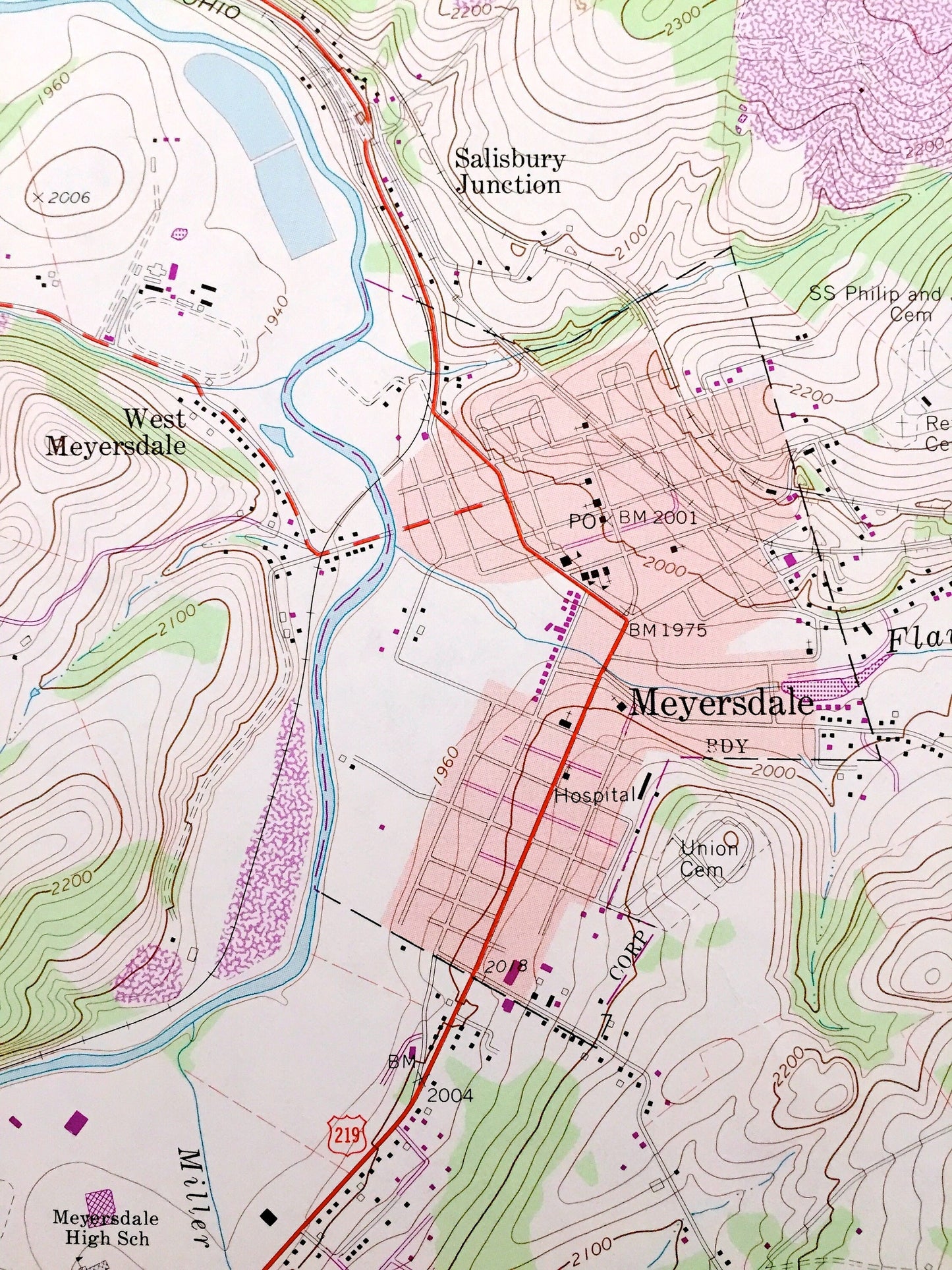 Antique Meyersdale, Pennsylvania 1968 US Geological Survey Topographic Map – Somerset County, Salisbury, Garrett, Saint Paul, Berkleys Mill