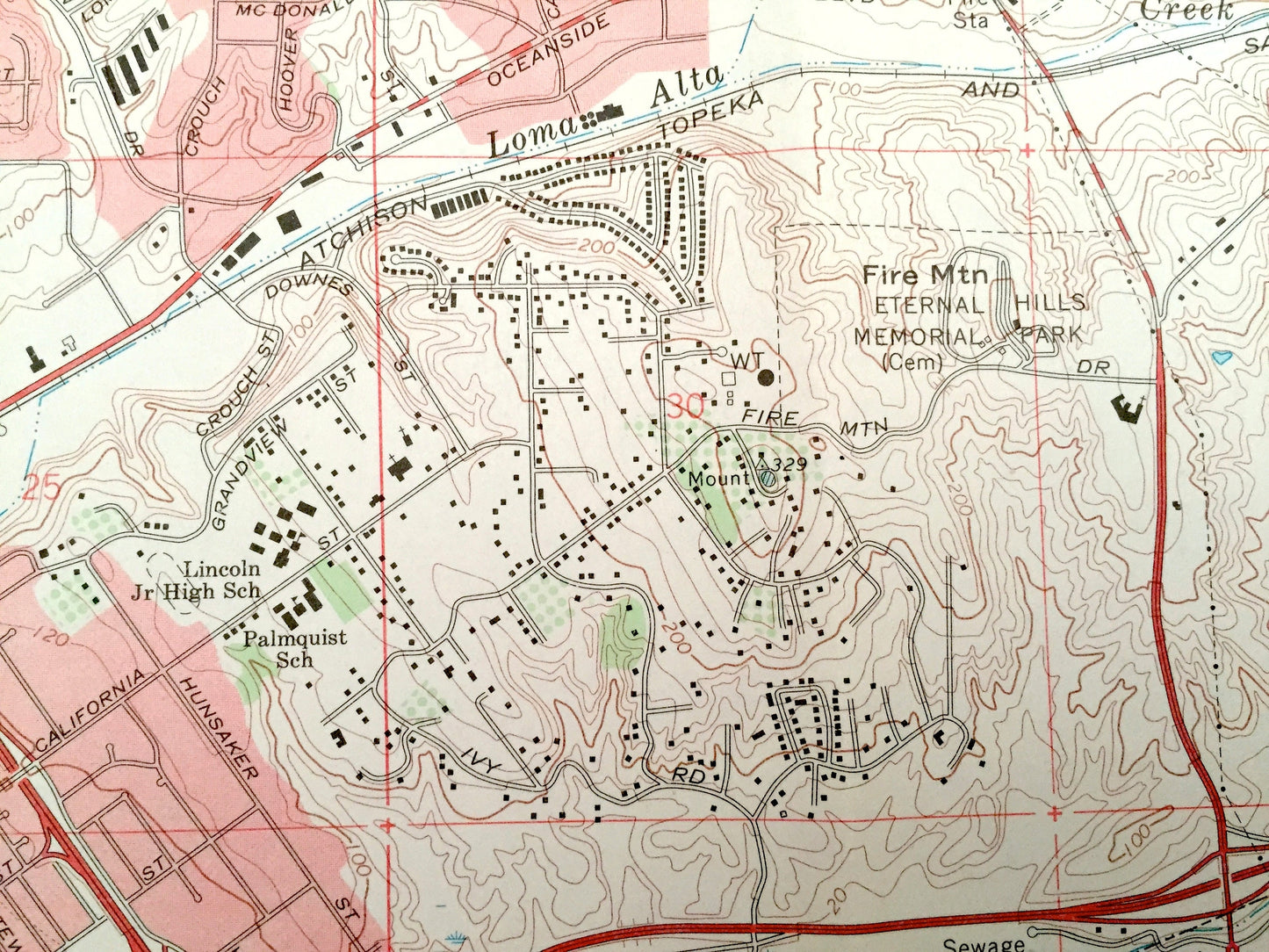Antique San Luis Rey, California 1968 US Geological Survey Topographic Map – Carlsbad, Oceanside, Escondido Junction, Vista, Farr, CA