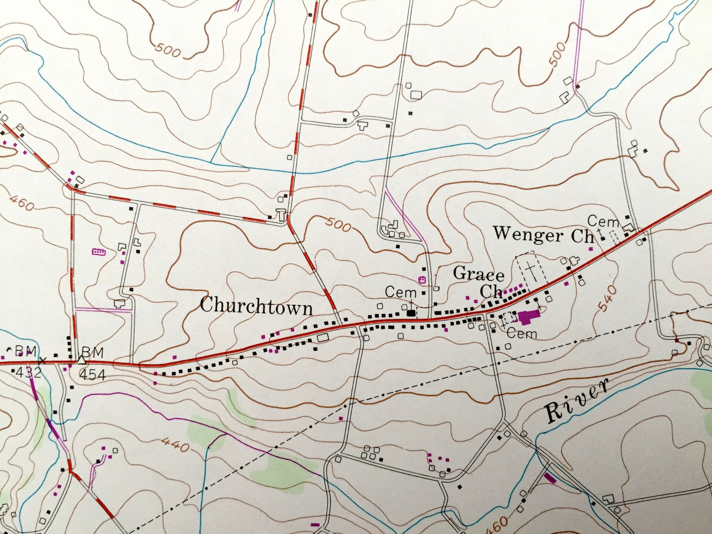 Antique Morgantown, Pennsylvania 1956 US Geological Survey Topographic Map – Knauers, Alleghenyville, Beckersville, Churchtown, Berks Co
