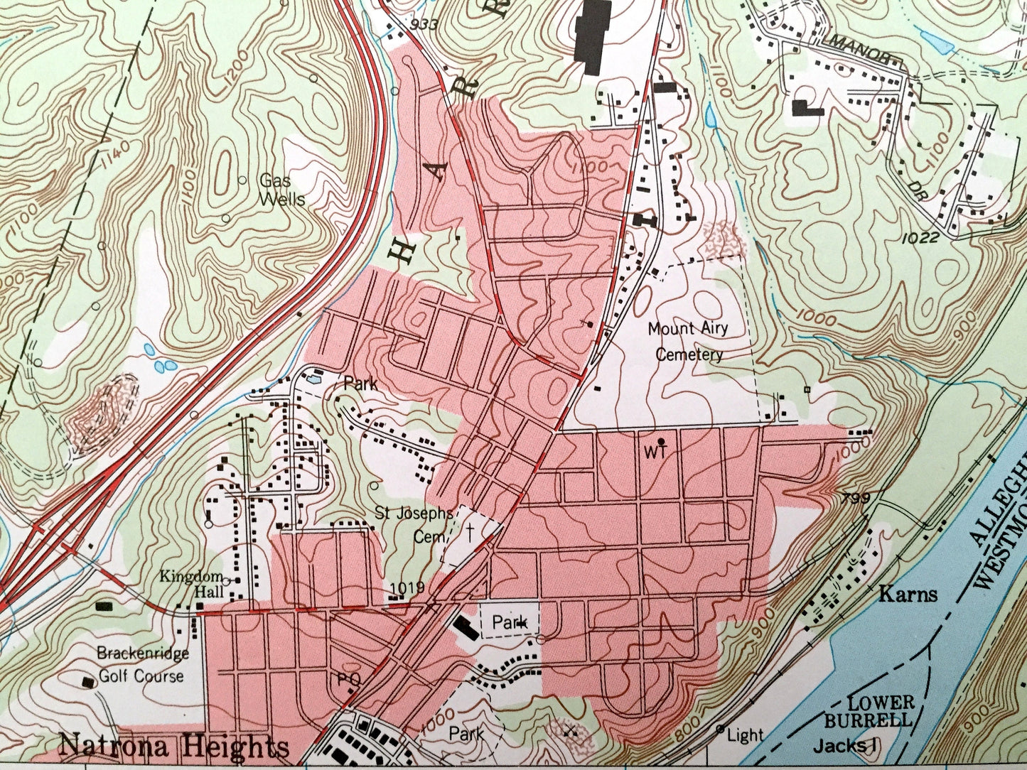 Antique Freeport, Pennsylvania 1993 US Geological Survey Topographic Map – Westmoreland, Allegheny, Butler, Armstrong County Buffalo Fawn PA