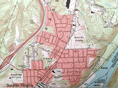 Antique Freeport, Pennsylvania 1993 US Geological Survey Topographic Map – Westmoreland, Allegheny, Butler, Armstrong County Buffalo Fawn PA