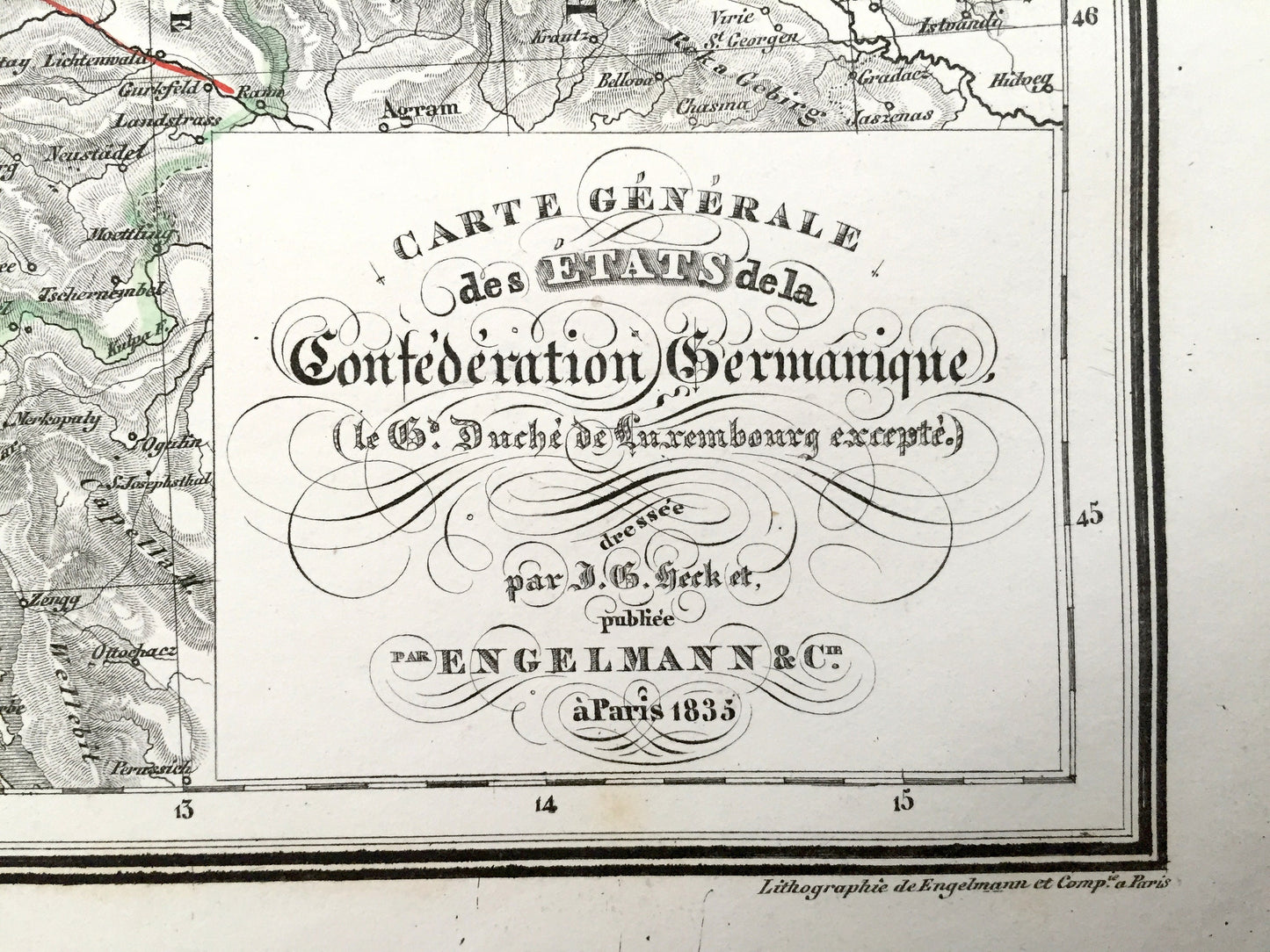 Antique 1835 Ancient Germany Map from JG Heck's Atlas Géographique, Astronomique et Historique – Austria, Italy, Berlin, Cologne, Stuttgart