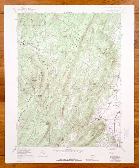 Antique Iron Springs, Pennsylvania 1953 US Geological Survey Topographic Map – Adams, Franklin County, Quincy, Guilford, Fairfield, Liberty