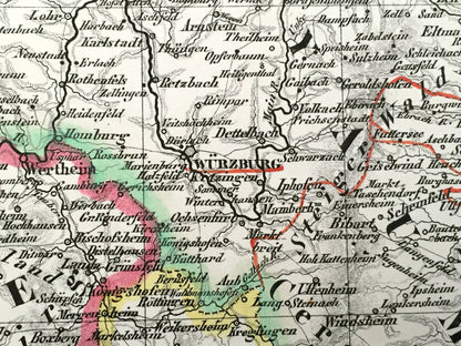 Antique 1835 Ancient Germany Map from JG Heck's Atlas Géographique, Astronomique et Historique – Munich, Bamberg, Strasbourg, Pilsen, Coburg