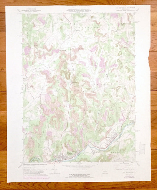 Antique New Bethlehem, Pennsylvania 1969 US Geological Survey Topographic Map – Clarion County, Armstrong County, Redbank, Porter, Limestone