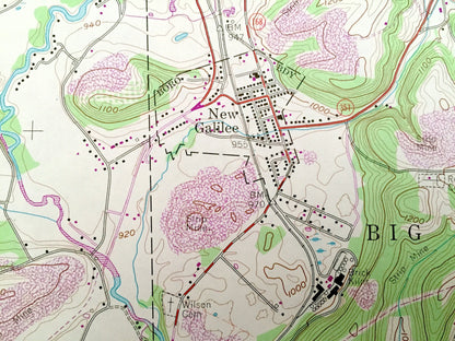Antique New Galilee, Pennsylvania 1957 US Geological Survey Topographic Map – Lawrence County, Beaver County, Darlington, South Beaver