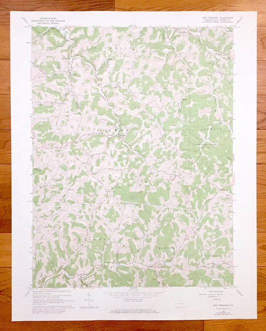 Antique New Freeport, Pennsylvania 1964 US Geological Survey Topographic Map – Greene County, Aleppo, Springhill, Richhill, Jackson, Gilmore