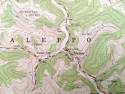 Antique New Freeport, Pennsylvania 1964 US Geological Survey Topographic Map – Greene County, Aleppo, Springhill, Richhill, Jackson, Gilmore