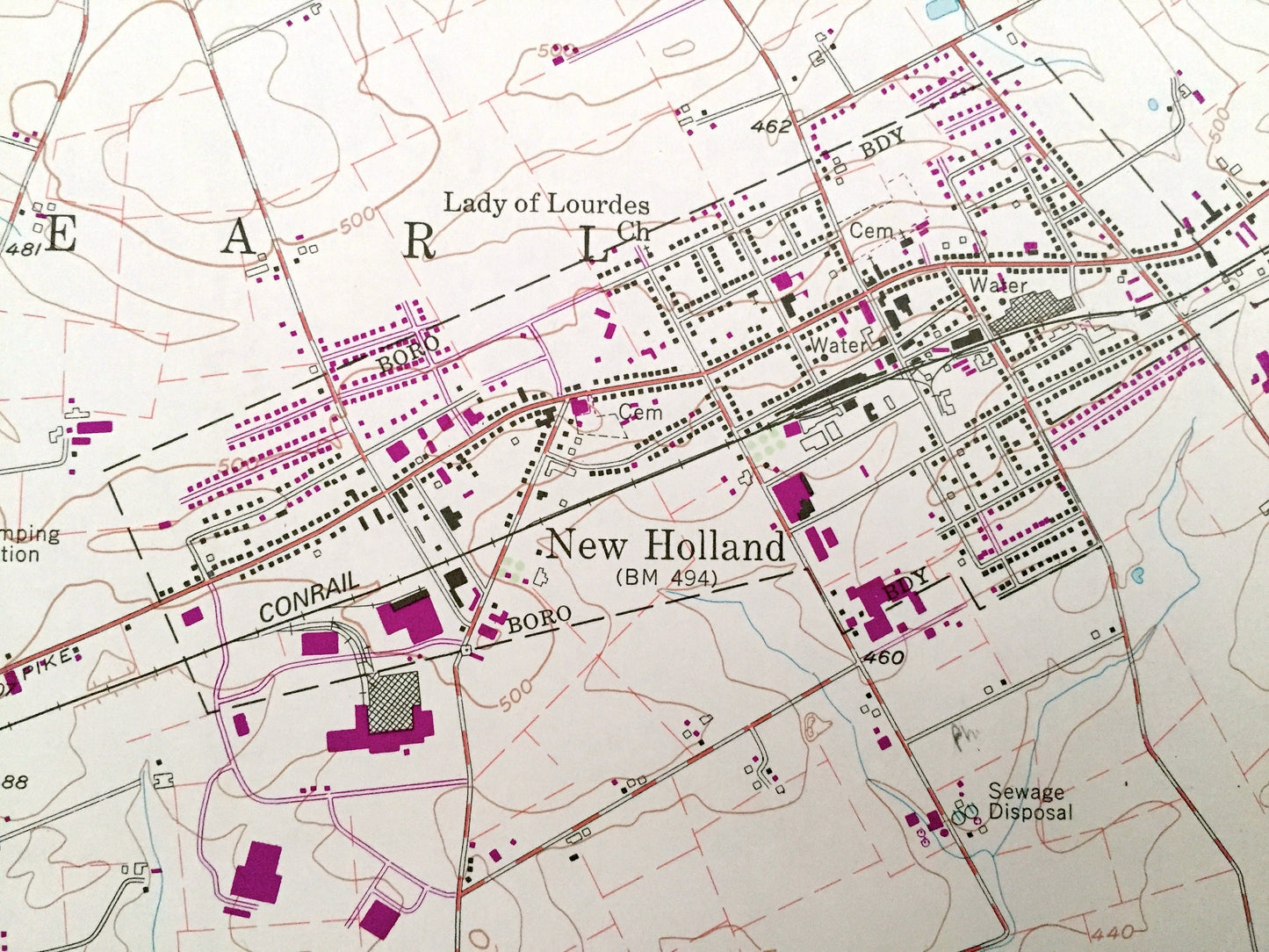 Antique New Holland, Pennsylvania 1956 US Geological Survey Topographic Map – Lancaster County, Salisbury, Leacock, East Earl, Paradise, PA