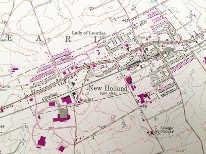 Antique New Holland, Pennsylvania 1956 US Geological Survey Topographic Map – Lancaster County, Salisbury, Leacock, East Earl, Paradise, PA