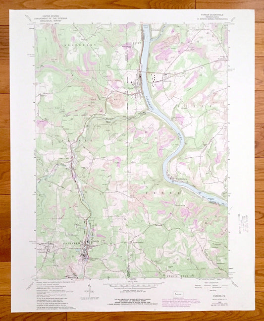 Antique Parker, Pennsylvania 1963 US Geological Survey Topographic Map – Butler County, Armstrong County, Clarion County, Parker, Perry
