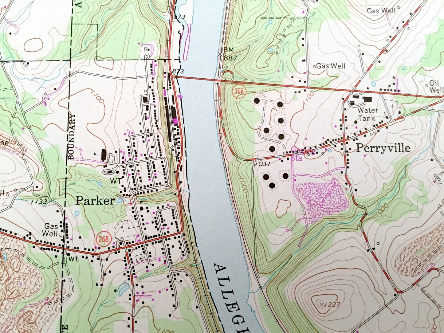 Antique Parker, Pennsylvania 1963 US Geological Survey Topographic Map – Butler County, Armstrong County, Clarion County, Parker, Perry