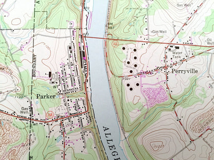 Antique Parker, Pennsylvania 1963 US Geological Survey Topographic Map – Butler County, Armstrong County, Clarion County, Parker, Perry