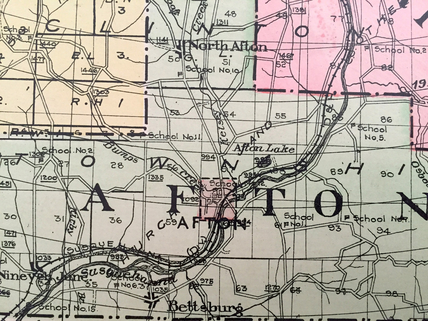 Antique Chenango County, New York 1911 New Century Atlas Map – Norwich, Oxford, Afton, Bainbridge, Sherburne, Greene, New Berlin Coventry NY