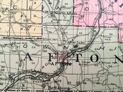 Antique Chenango County, New York 1911 New Century Atlas Map – Norwich, Oxford, Afton, Bainbridge, Sherburne, Greene, New Berlin Coventry NY
