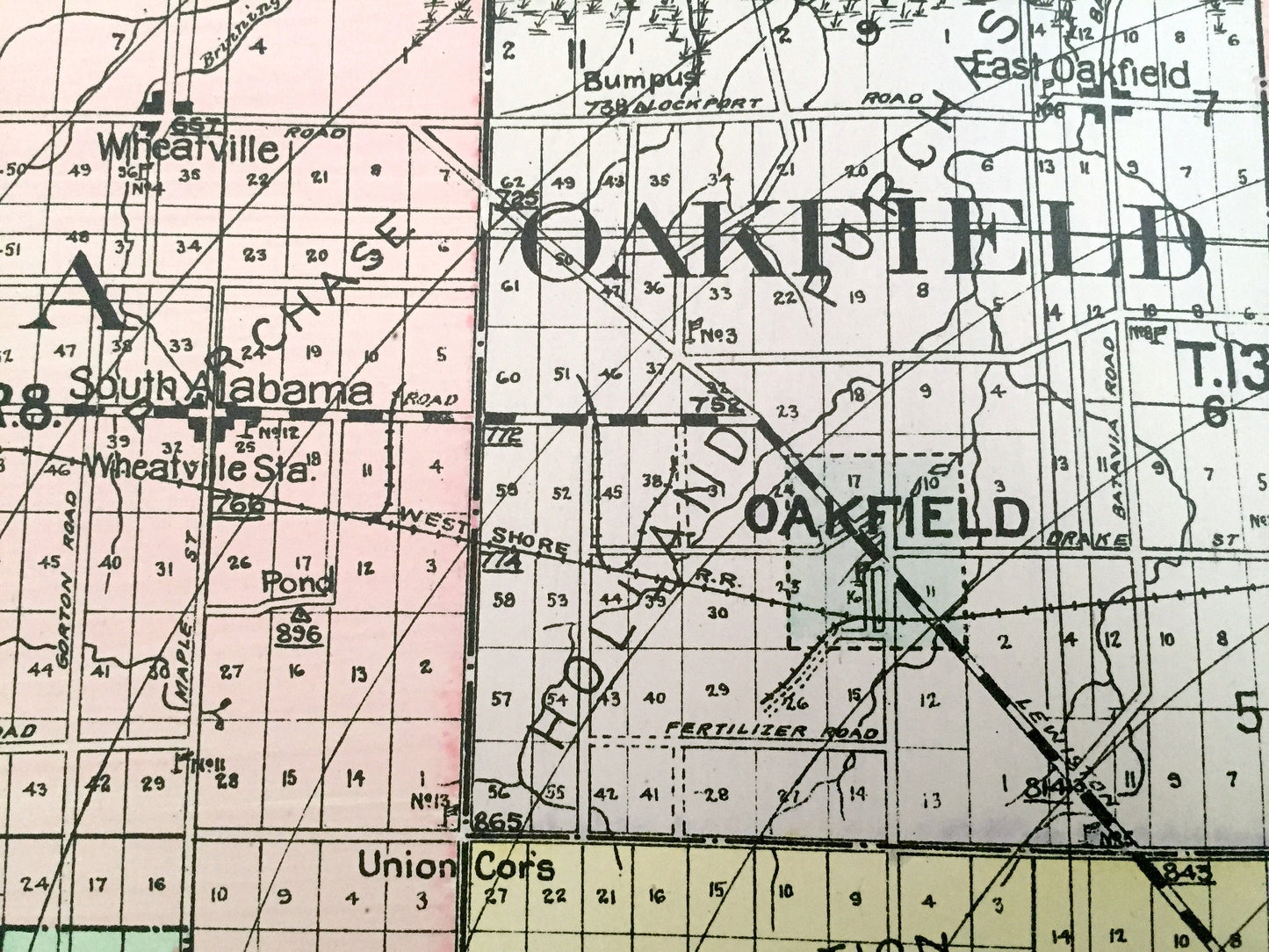 Antique Genesee County, New York 1911 New Century Atlas Map – Batavia, Oakfield, Darien, Corfu, Pavilion, Le Roy, Stafford Alexander Elba NY