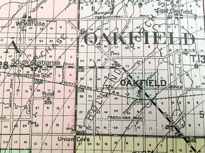 Antique Genesee County, New York 1911 New Century Atlas Map – Batavia, Oakfield, Darien, Corfu, Pavilion, Le Roy, Stafford Alexander Elba NY