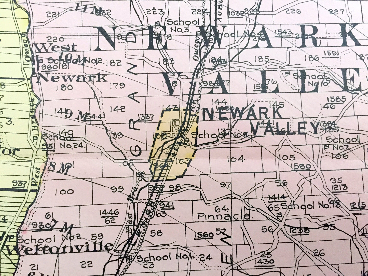 Antique Tioga County, New York 1911 New Century Atlas Map – Owego, Spencer, Nichols, Waverly, Candor, Newark Valley, Catatonk, Barton