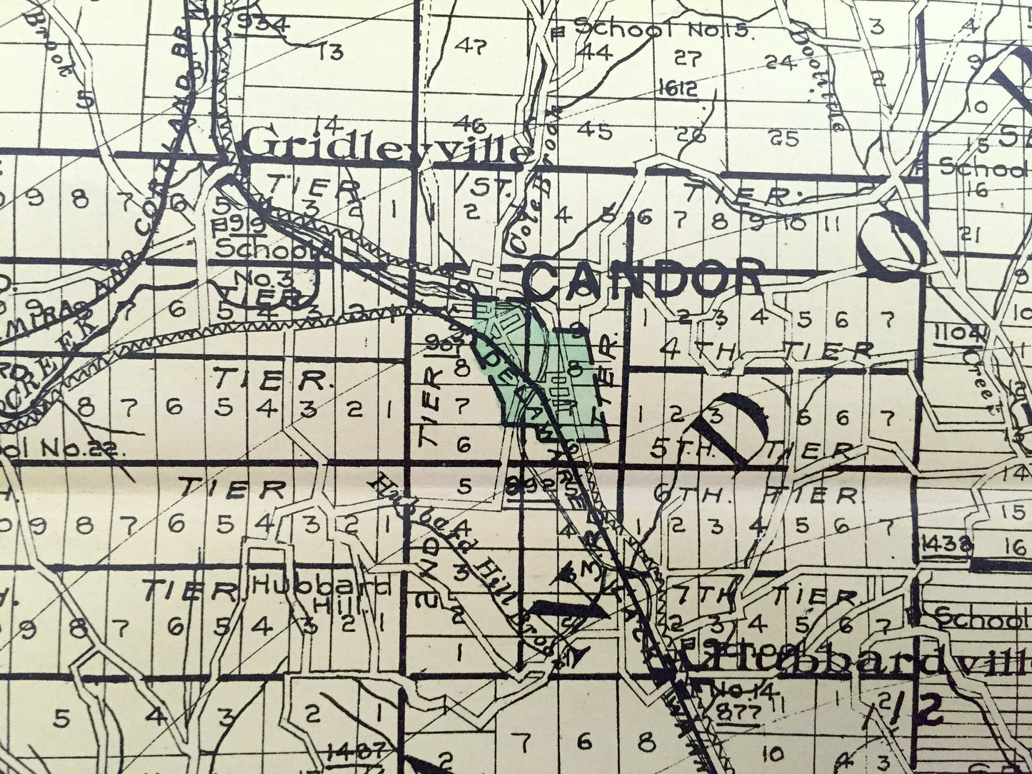 Antique Tioga County, New York 1911 New Century Atlas Map – Owego, Spencer, Nichols, Waverly, Candor, Newark Valley, Catatonk, Barton