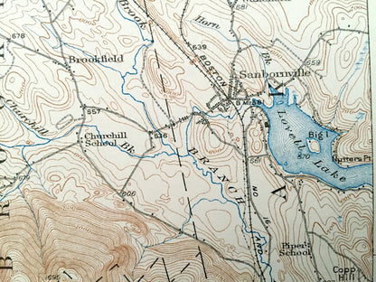 Antique Lake Winnipesaukee, New Hampshire 1928 US Geological Survey Topographic Map – Wolfeboro, Alton, Wentworth Tuftonboro Sanbornville NH