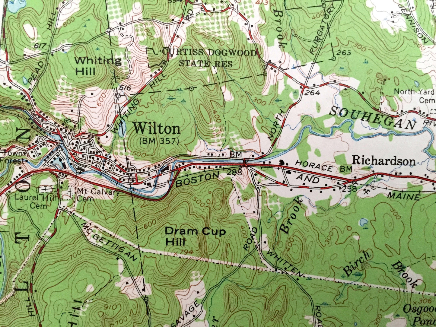 Antique Milford, New Hampshire 1953 US Geological Survey Topographic Map – Amherst, Wilton, New Boston, Merrimack, Bedford, Baboosic Lake NH