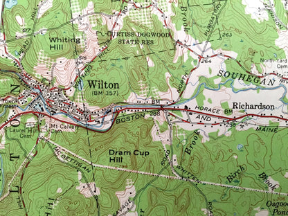 Antique Milford, New Hampshire 1953 US Geological Survey Topographic Map – Amherst, Wilton, New Boston, Merrimack, Bedford, Baboosic Lake NH