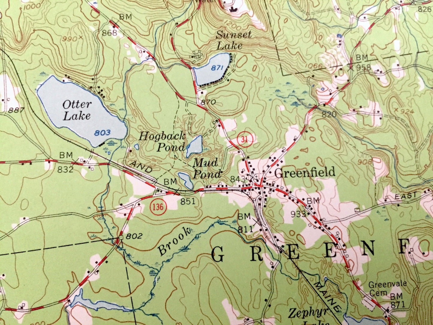 Antique Peterborough, New Hampshire 1953 US Geological Survey Topograph Map – Hancock, Greenfield, Greenville Francestown Mount Monadnock NH