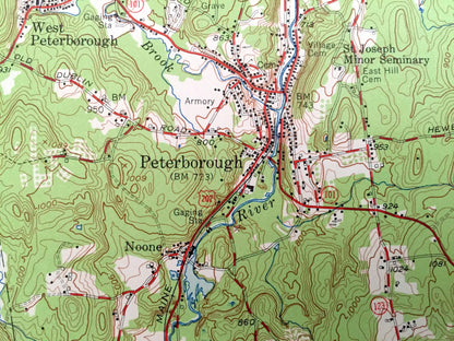 Antique Peterborough, New Hampshire 1953 US Geological Survey Topograph Map – Hancock, Greenfield, Greenville Francestown Mount Monadnock NH