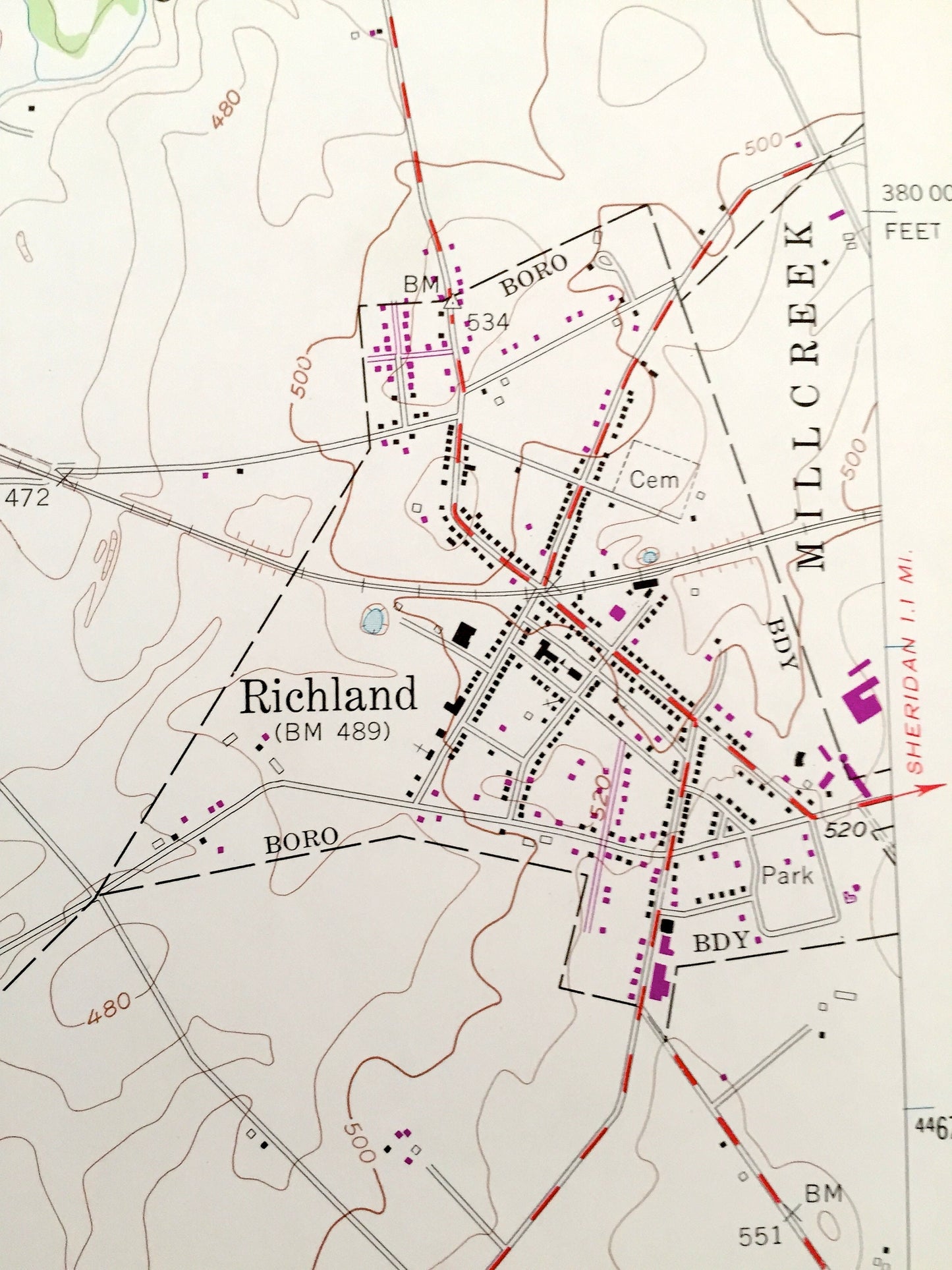 Antique Richland, Pennsylvania 1955 US Geological Survey Topographic Map – Lebanon, Lancaster County, Jackson, Heidelberg, Myerstown