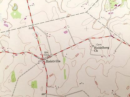 Antique Richland, Pennsylvania 1955 US Geological Survey Topographic Map – Lebanon, Lancaster County, Jackson, Heidelberg, Myerstown