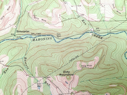 Antique Rochester Mills, Pennsylvania 1968 US Geological Survey Topographic Map – Indiana County, Canoe, Grant, Montgomery, Banks, Hillsdale